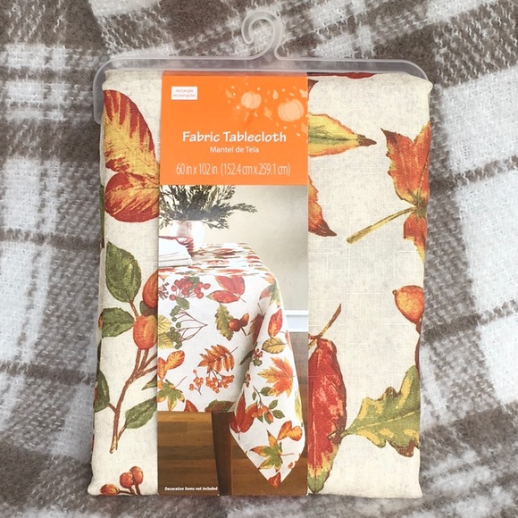 Leaves & Cranberries Fabric Rectangular Tablecloth - Picture 7 of 8